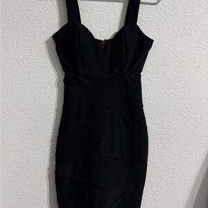 Emerald Sundae Black Sweetheart Neck Mini Dress